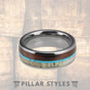 Deer Antler Ring with Koa Wood & Turquoise Tungsten Ring - Pillar Styles