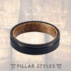 6mm Whiskey Barrel Ring Black Tungsten Wedding Band - Pillar Styles