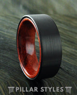 Tungsten Sandal Wood Wedding Band - Pillar Styles